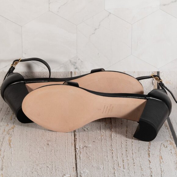 Stuart Weitzman Nearlynude Ankle Strap City Sandal Black Dress Nappa 8 M - Picture 9 of 15